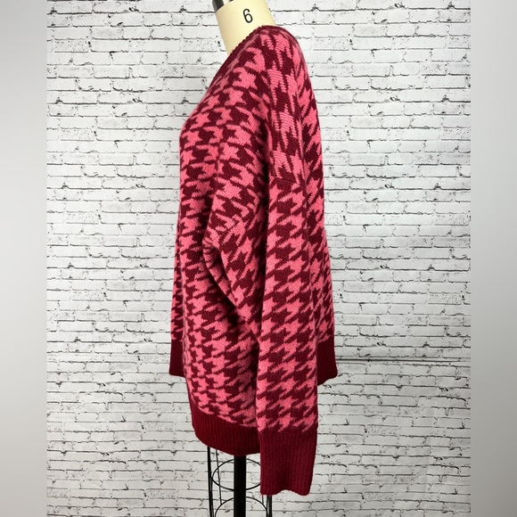 AVA & VIV | NWOT Pink & maroon pullover houndstooth sweater size 4X - Picture 5 of 7